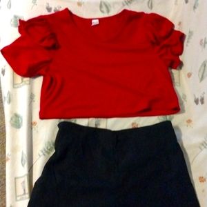 A crop top with shorts